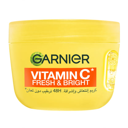 Garnier Vitamin C Fresh & Bright Cream. Hydration, 48H Oil Free Hydration - 4% [Vitamin C* + Niacinamide] - Cruelty Free International & Vegan - 85ml