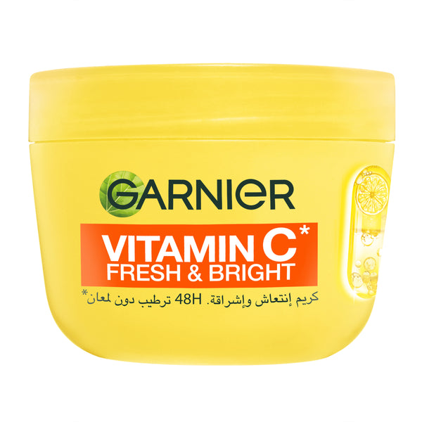 Garnier Vitamin C Fresh & Bright Cream. Hydration, 48H Oil Free Hydration - 4% [Vitamin C* + Niacinamide] - Cruelty Free International & Vegan - 85ml