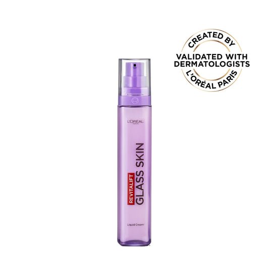 L’Oréal Paris Revitalift Glass Skin Liquid Cream: 1 drop for 100H Glowing Hydration. With Hyaluronic Acid & Vitamins B3+B5+C for Dewy, Plumped Glass Skin, 50ml.