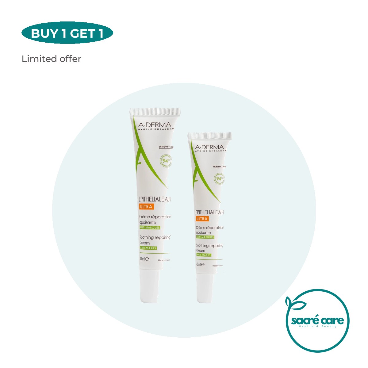 Buy 1 Get 1: A-Derma Epitheliale AH Ultra Anti-mark Ultra Repairing cream 40ml – 1