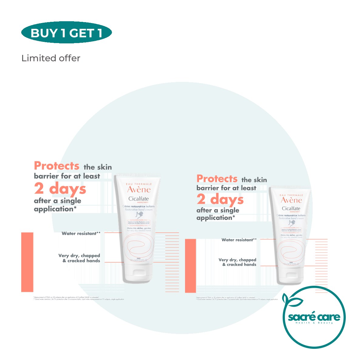 Buy 1 Get 1: Eau Thermale Avène Avene Cicalfate Buy one get one bundle Ultimate Skin Barrier & Hand Repair duo – 1