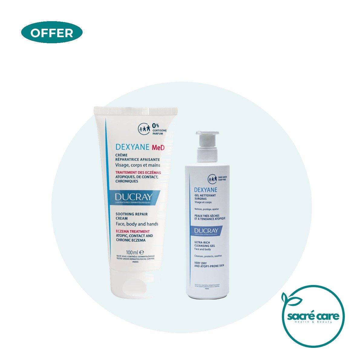 Ducray Dexyane Med Soothing Repair Cream & get a FREE 100ml Ultra-Rich Cleansing Gel – 1