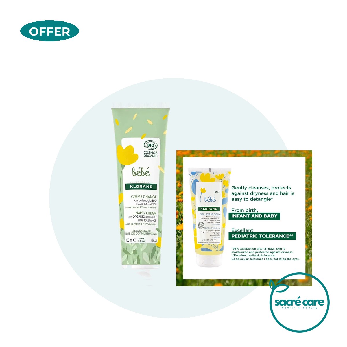 Klorane Baby Certified Organic Change Cream and get a free 500ml Gentle Foaming gel – 1