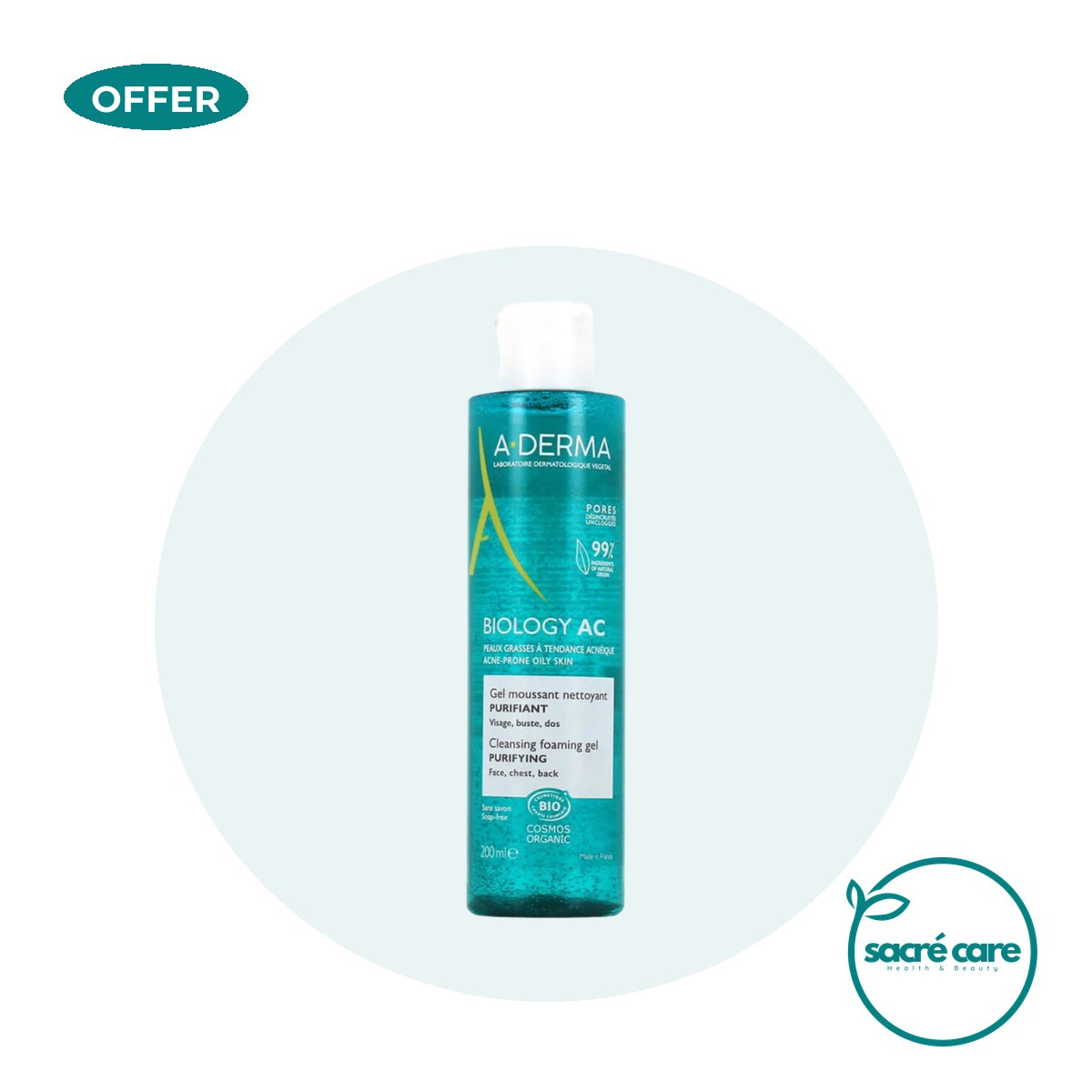 One A-Derma Biology AC Mattifying anti-blemish global treatment and get a FREE 200ml Biology AC Purifying foaming gel – 1