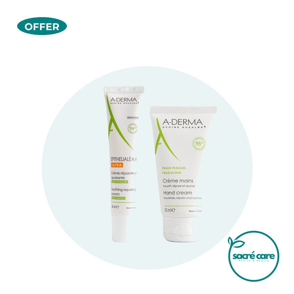 One A-Derma Epitheliale AH Ultra Anti-mark Repairing Cream and get a FREE 50ml A-Derma hand and nails cream – 1