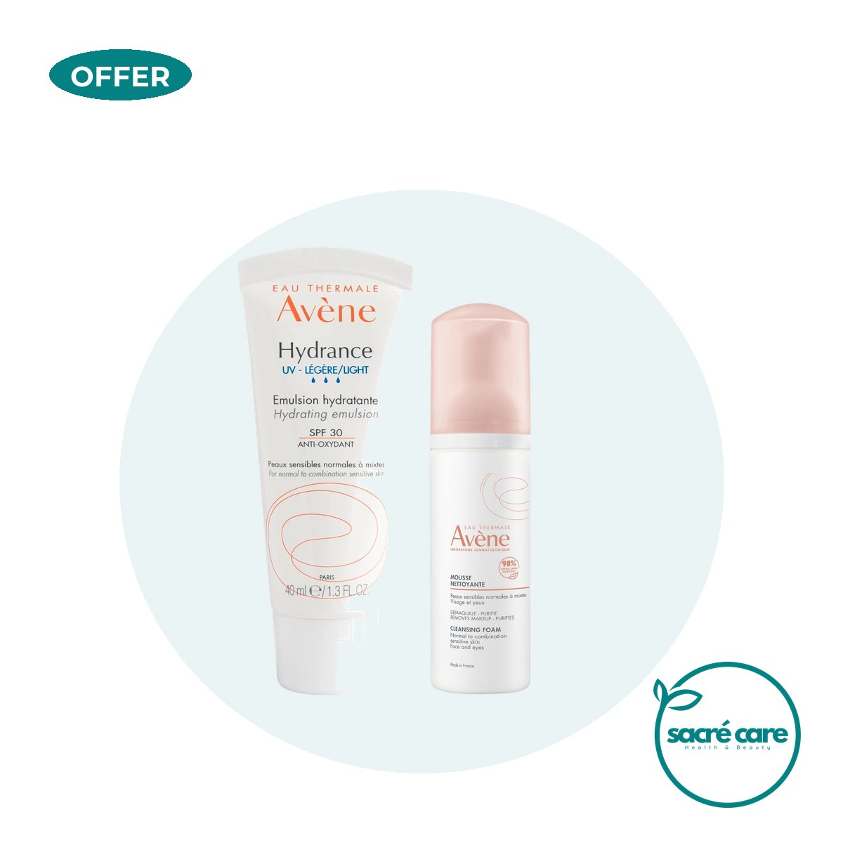 One Avène Hydrance UV Light SPF 30 Emulsion and get a FREE 150ml Avène Cleansing Foam – 1